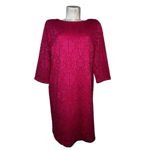 Chicos Dress Size XL (3) Pink Lace Overlay Shift Zip Boho Summer Garden Party